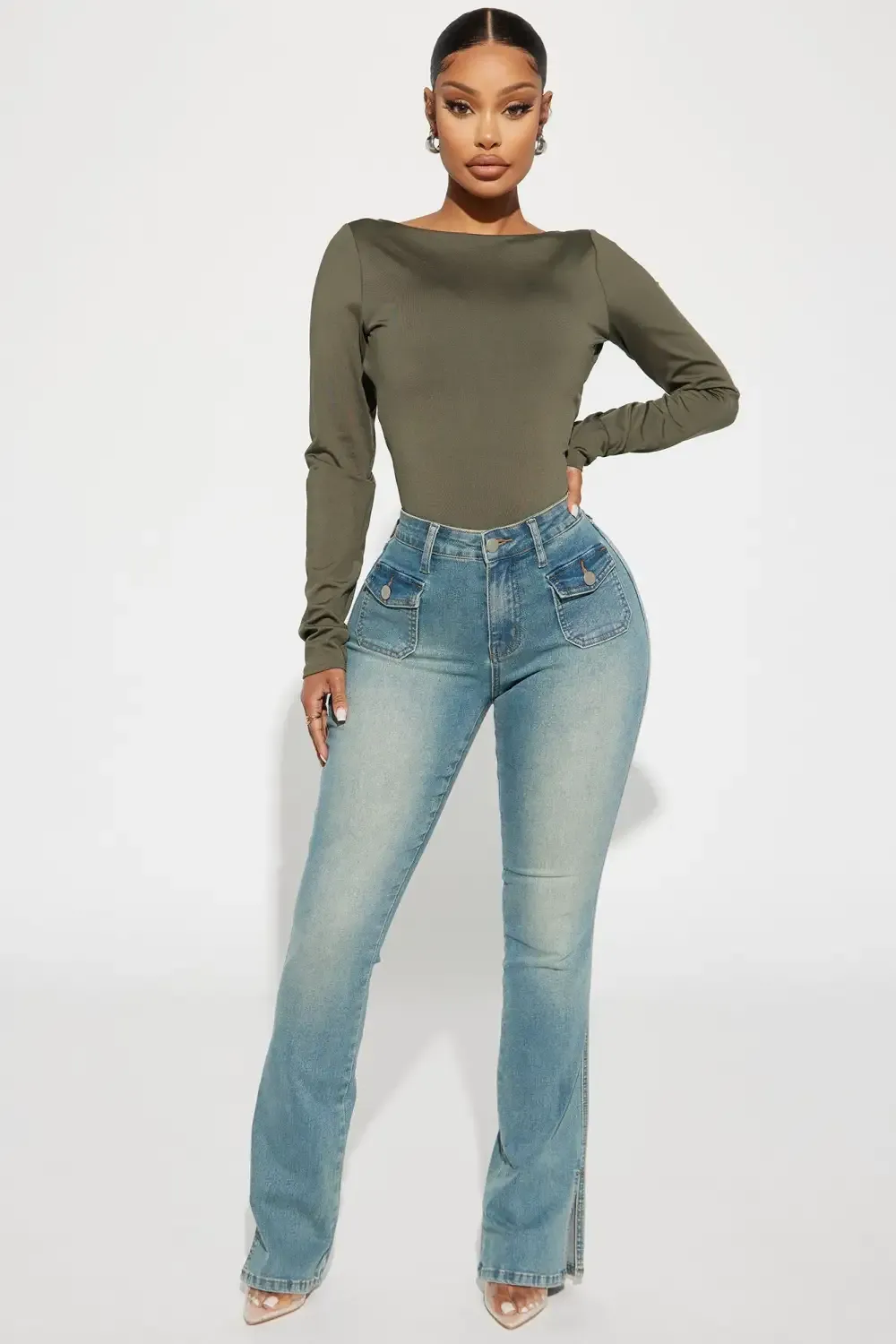 Desert State Y2K Tinted Stretch Bootcut Jeans - Vintage Wash