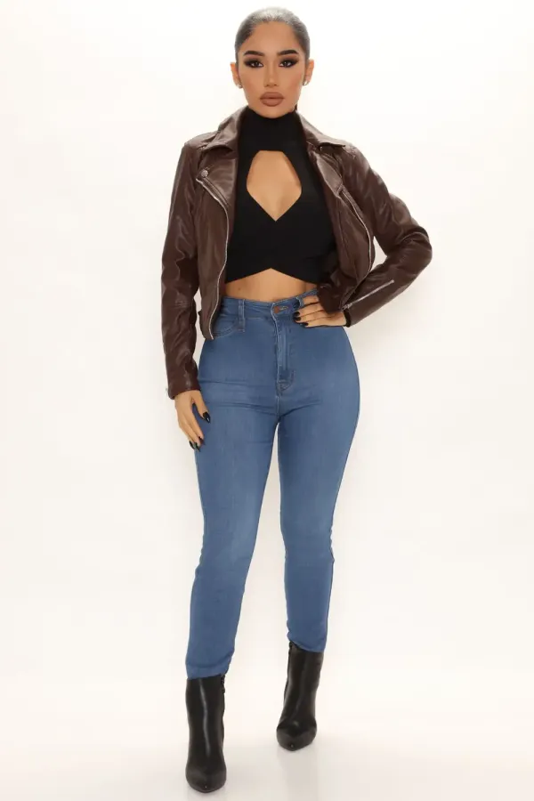 Never Average Moto Jacket - Brown