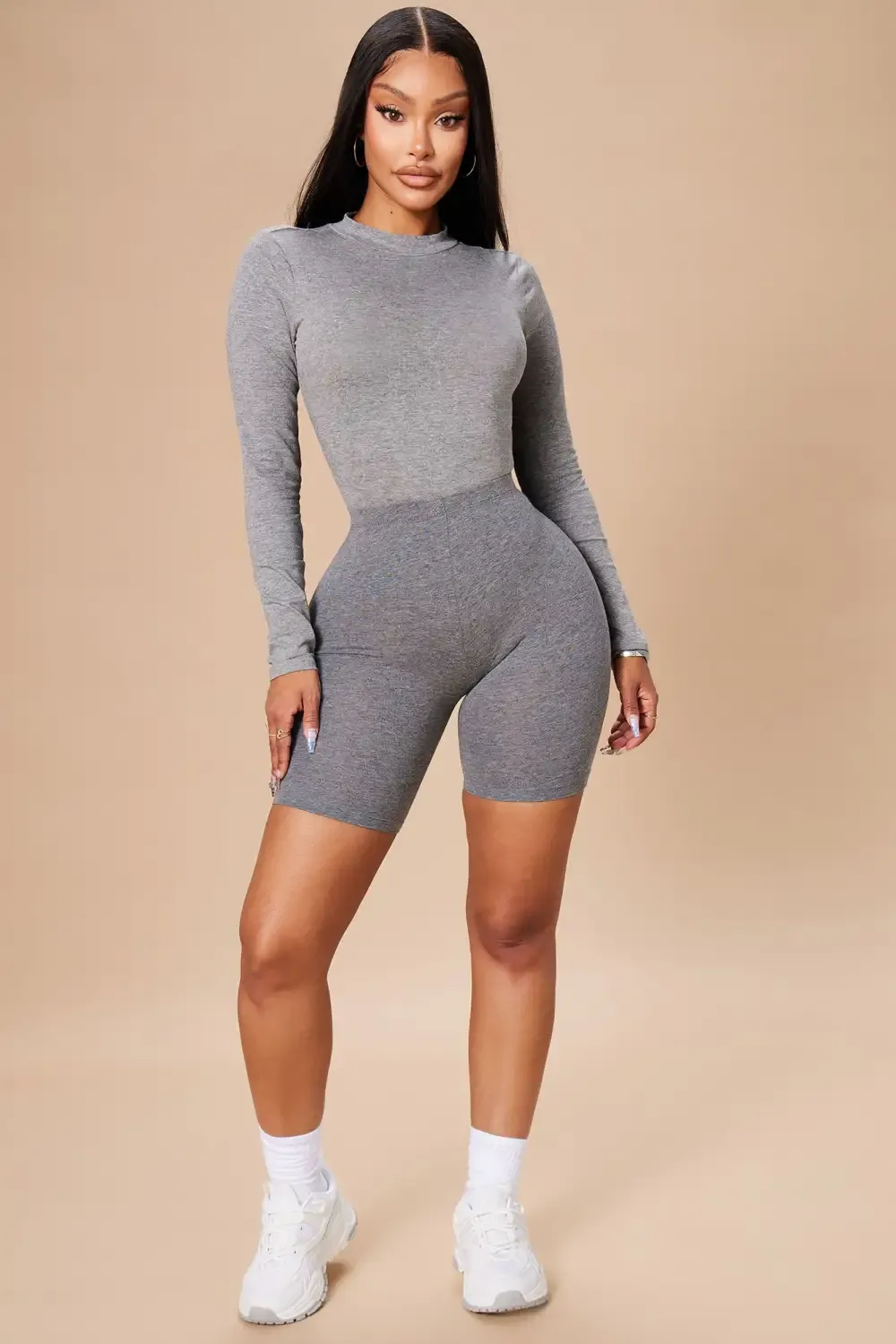 Natalee Biker Shorts - Grey