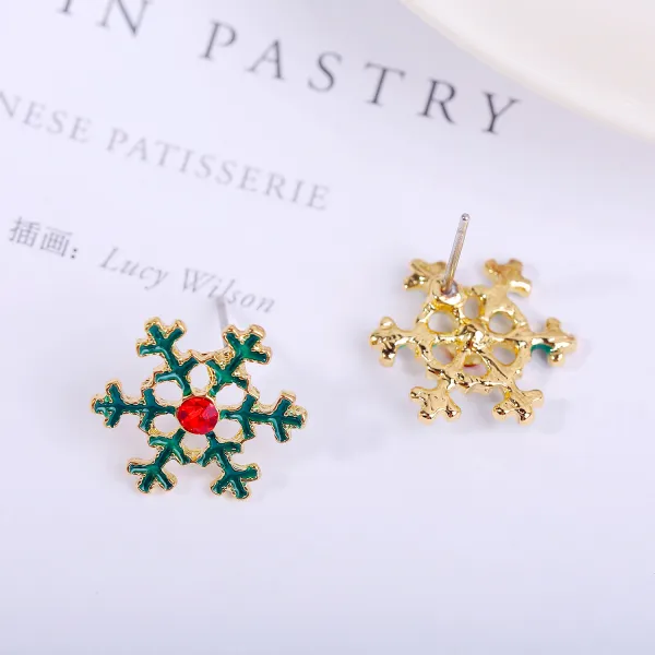 Snowflake Christmas Tree Earrings