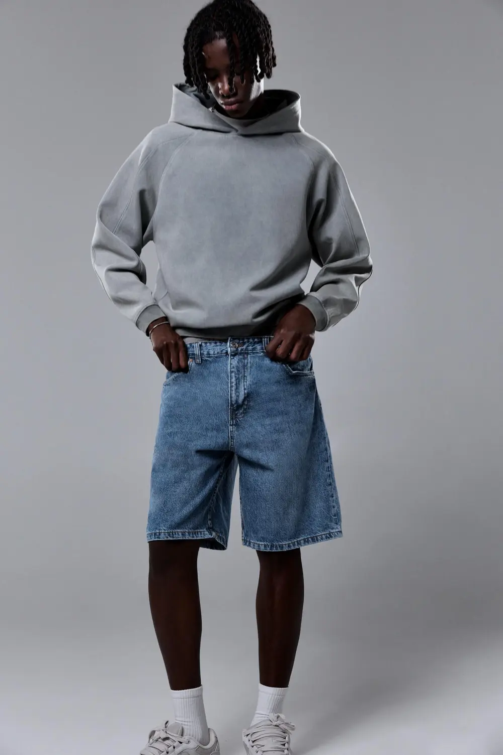 Baggy denim Bermuda shorts
