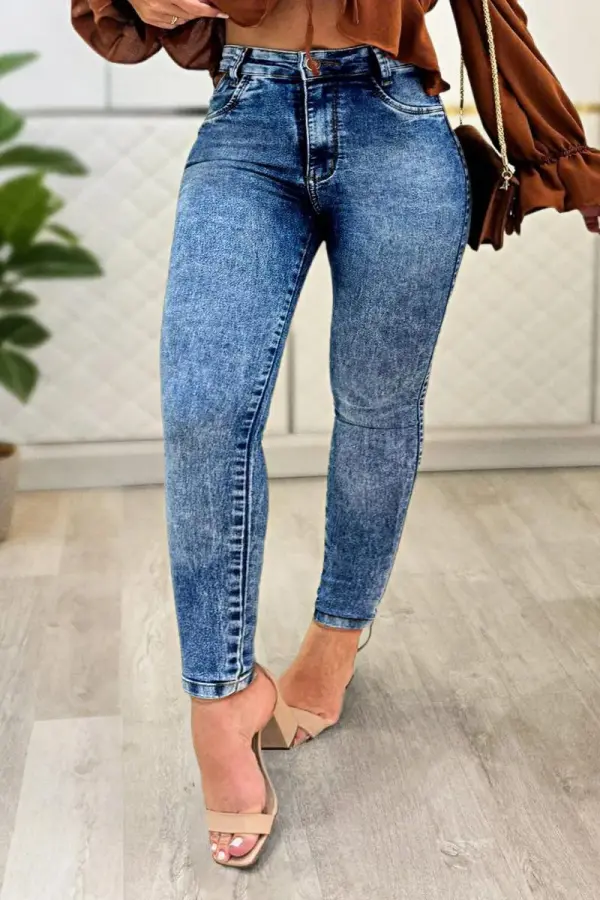 Wash Stitch Detail High Waist Skinny Jeans