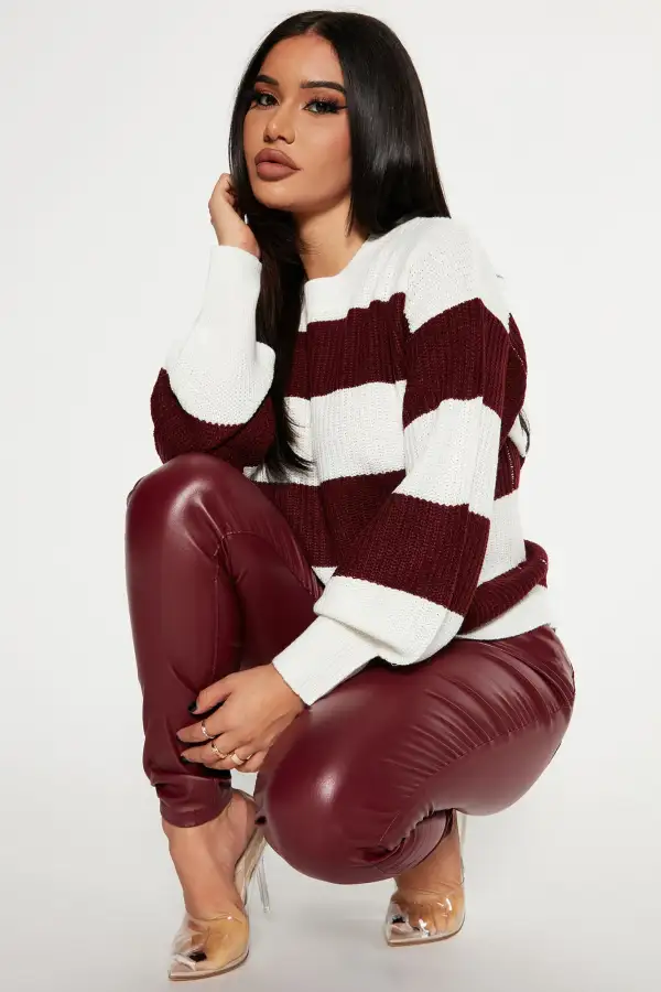 Autumn Dreams Striped Sweater - Burgundy/combo