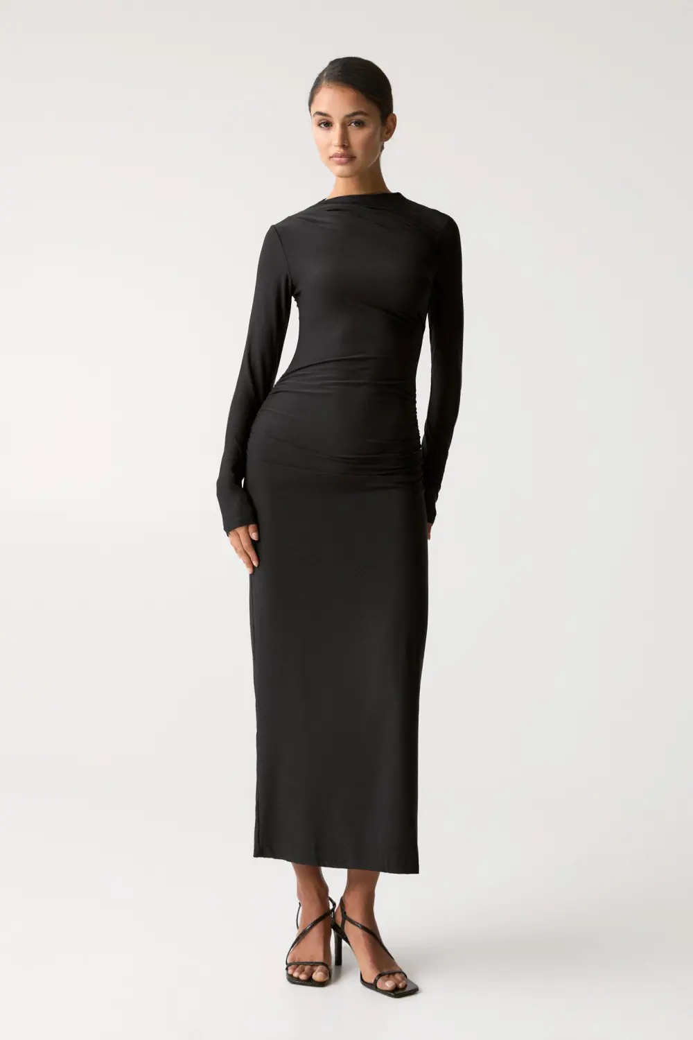 Vestido midi frunces