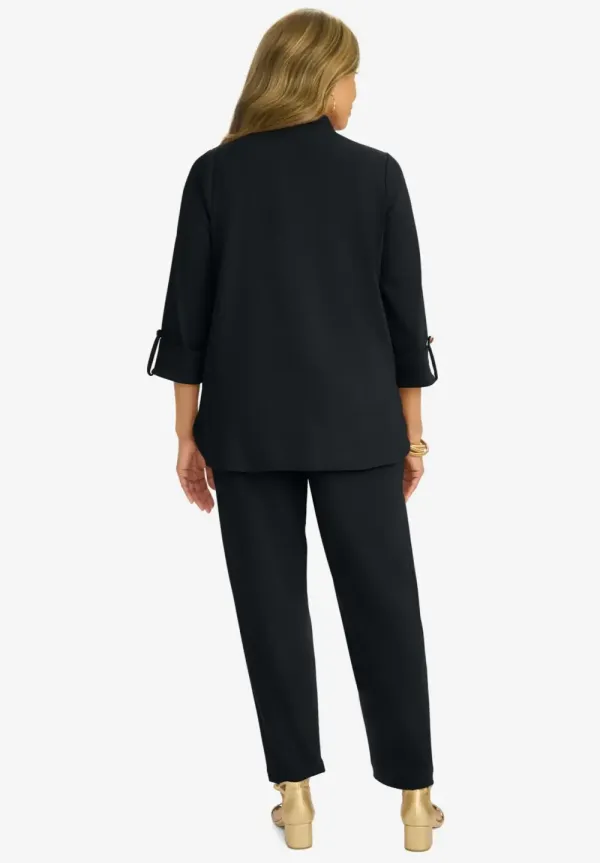 Knit Crepe Winged Collar Set