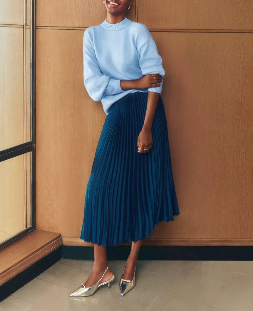 Petite Pleated Midi Skirt