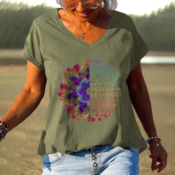 They Whispered To Her You Can't Stand With The Storm She Whispered Back I Am The Storm Printed TeesGraphic Tees