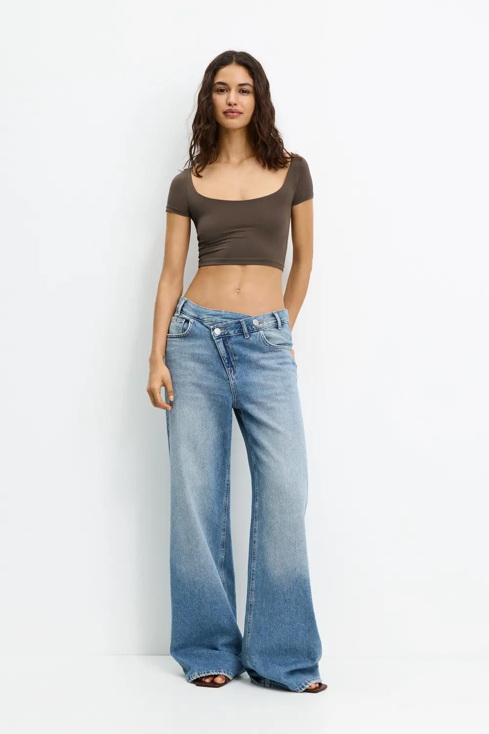 Cropped polyamide T-shirt