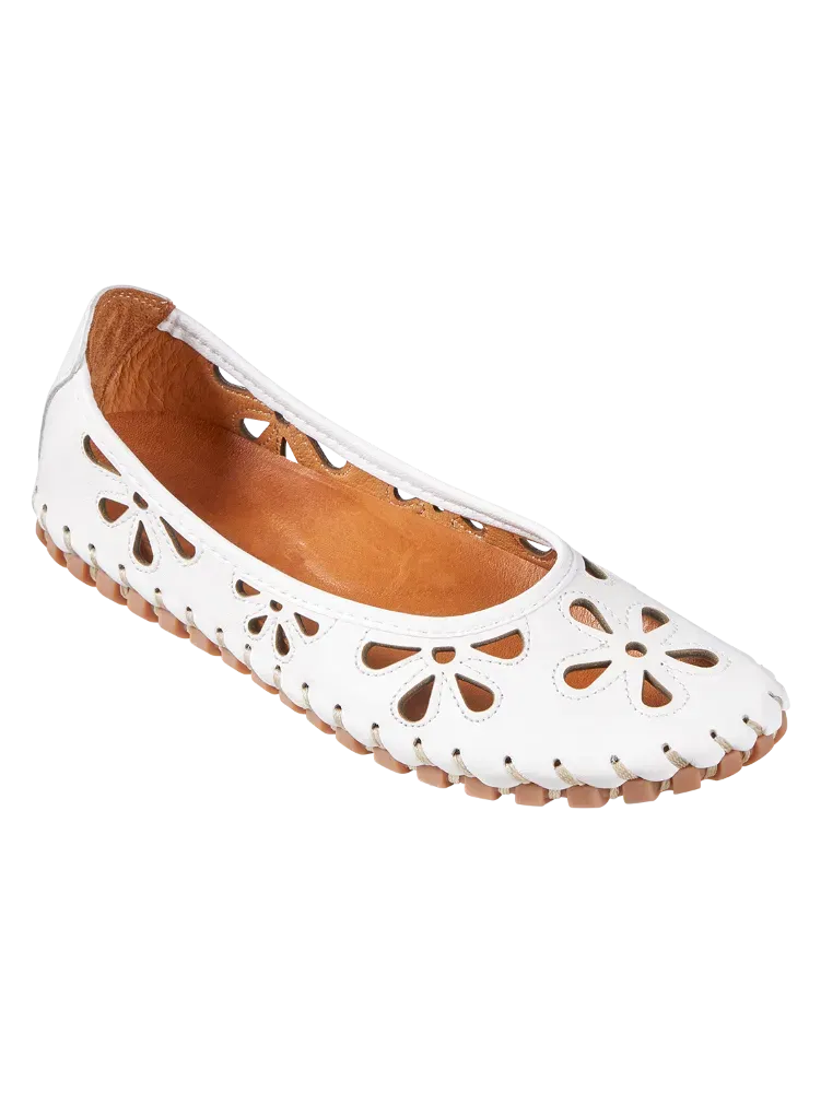 Women's Leather Eyelet Slip-On Flats