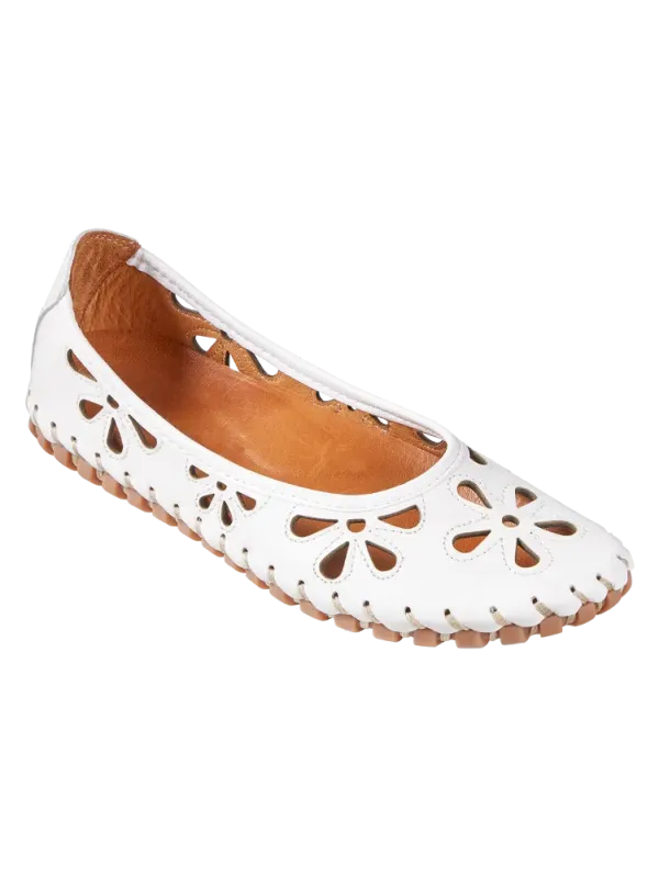 Women's Leather Eyelet Slip-On Flats