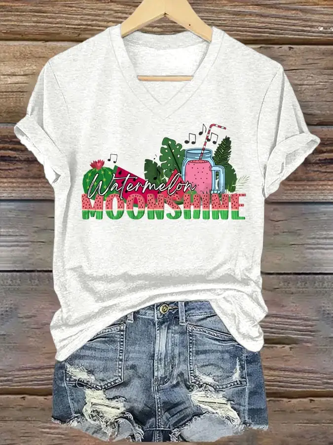 Women's Watermelon Moonshine Printed T-Shirt