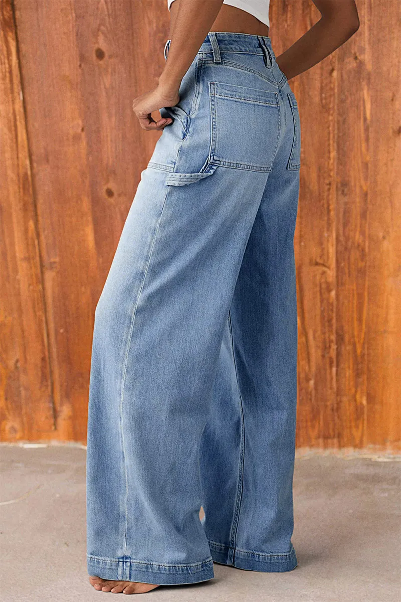 Wash Stretchy High Waist Straight Leg Jeans