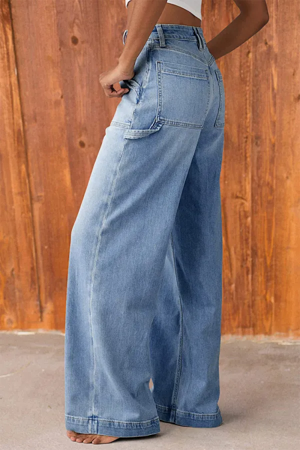 Wash Stretchy High Waist Straight Leg Jeans