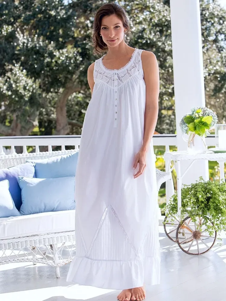 Eileen West Moonlight Sonata Long Cotton Lawn Nightgown