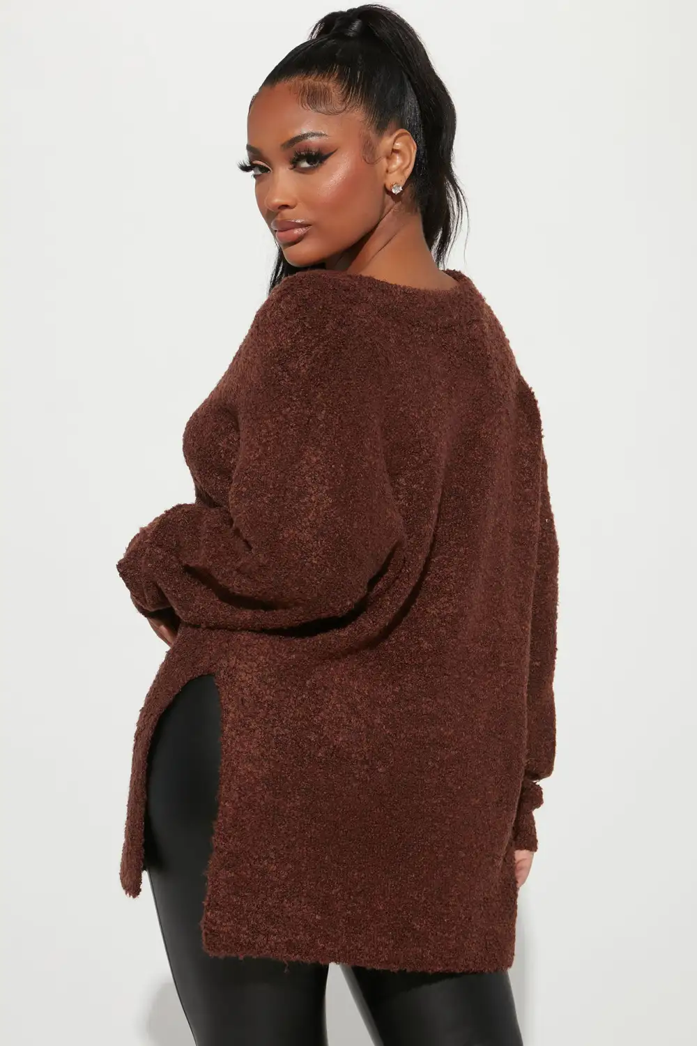 Get Your Knit Together Oversized Sweater - Brown