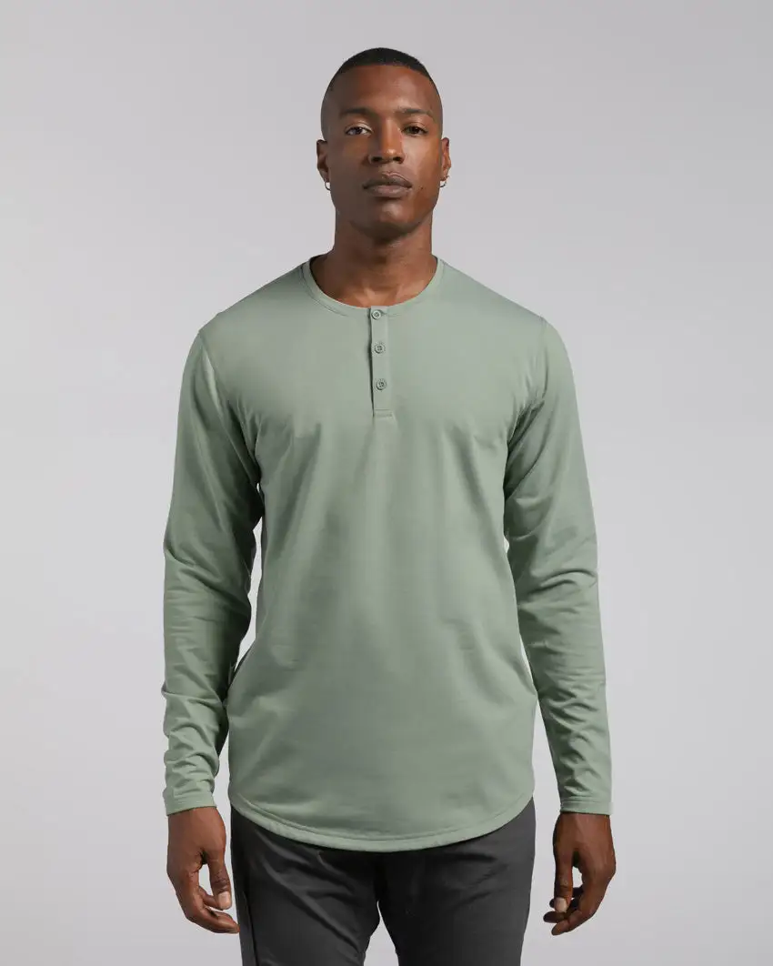 Henley Drop-Cut Long Sleeve: Lux