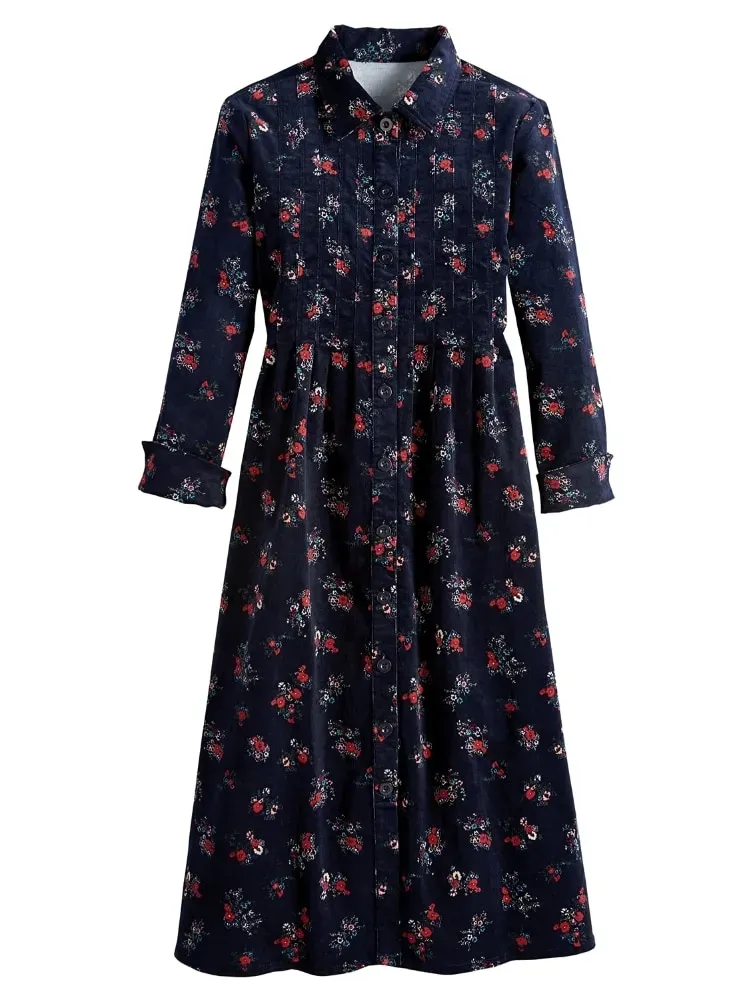 Pintuck Cotton Corduroy Dress