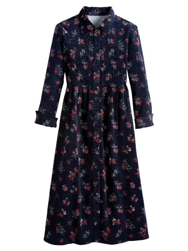 Pintuck Cotton Corduroy Dress