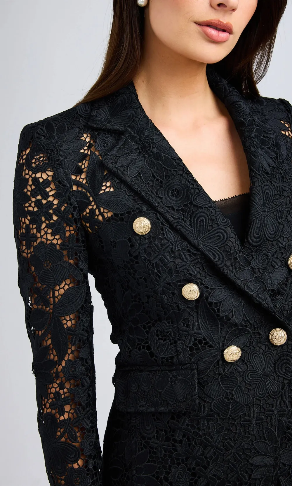 Betsy Buttoned Tweed Blazer