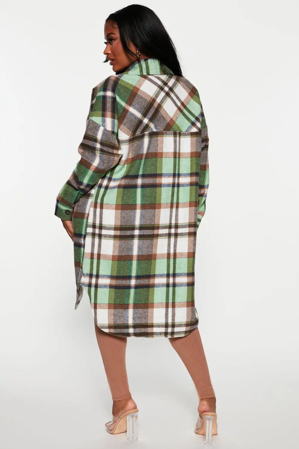 Get Lost Plaid Shacket - Green/combo