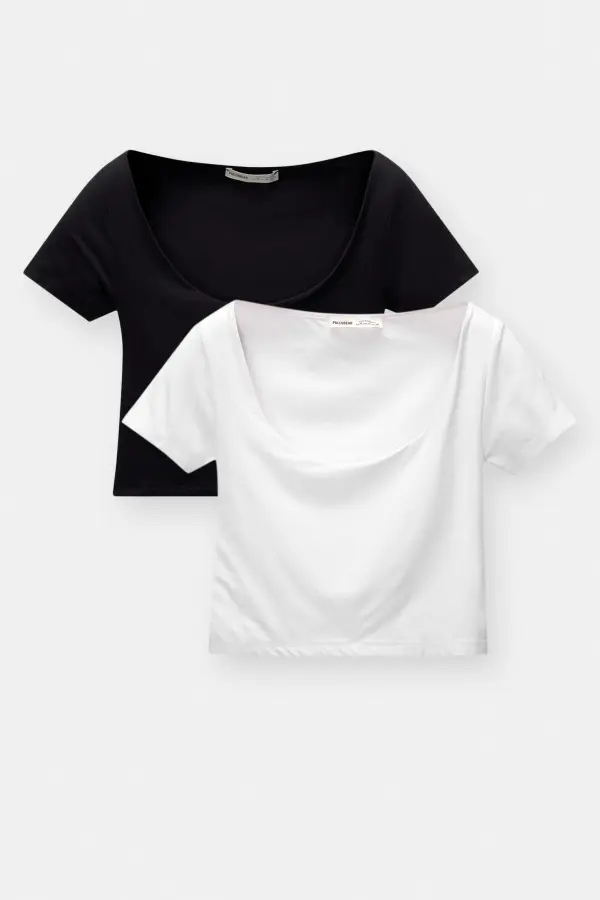 2-pack of cropped polyamide T-shirts