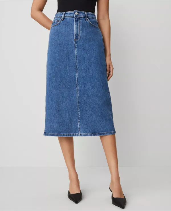 Denim Column Skirt