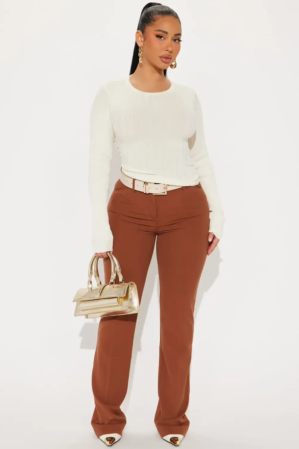 Tasha Dressy High Rise Pants - Mocha