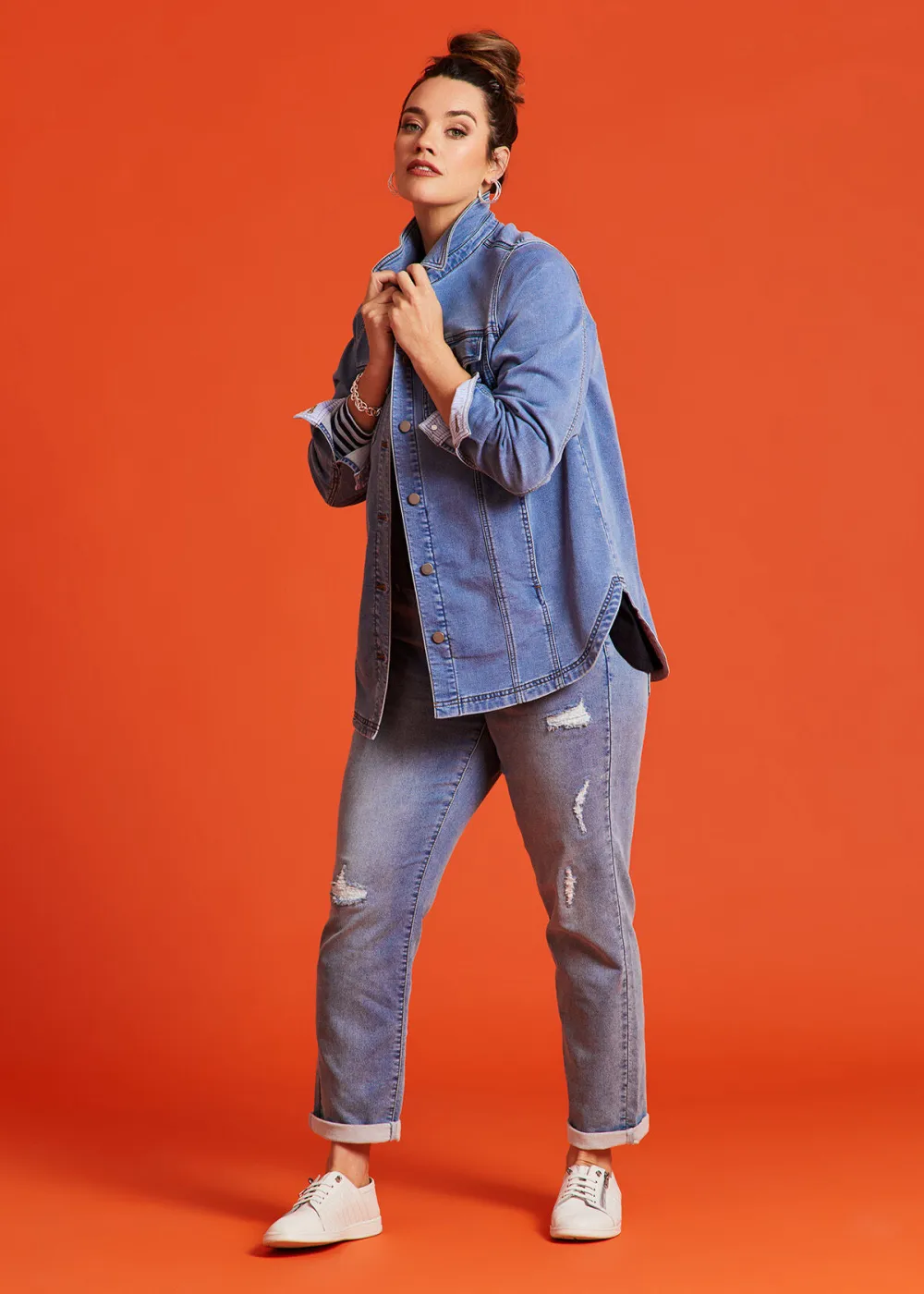 Cotton Ripped Boyfriend Jean
