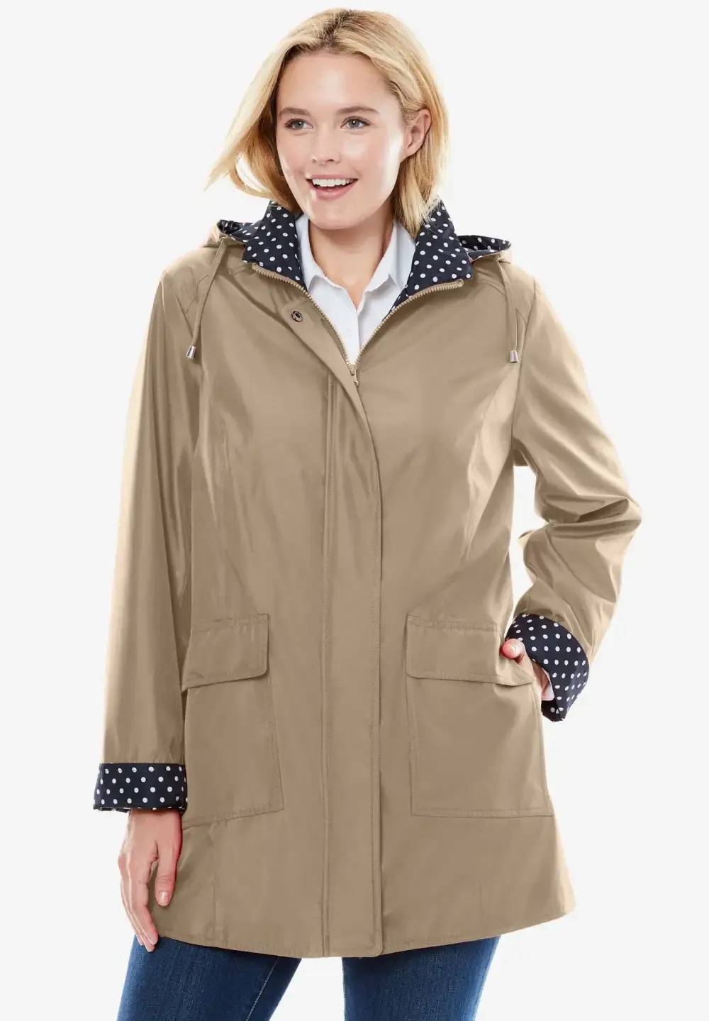 Dot Trim Raincoat