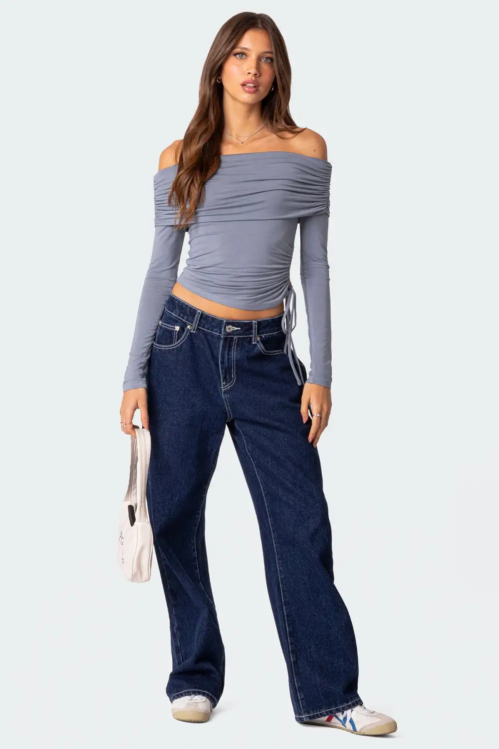Gathered Fold Over Drawstring Top