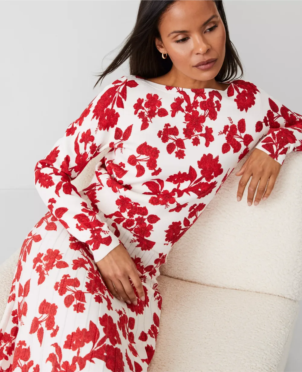 Tropical Slash Neck Sweater