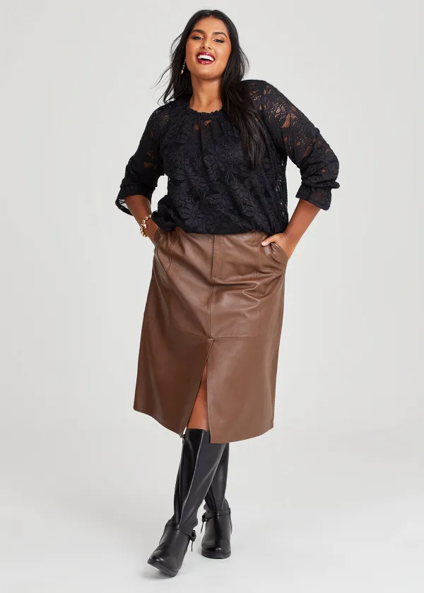 Leather Isa Panel Skirt