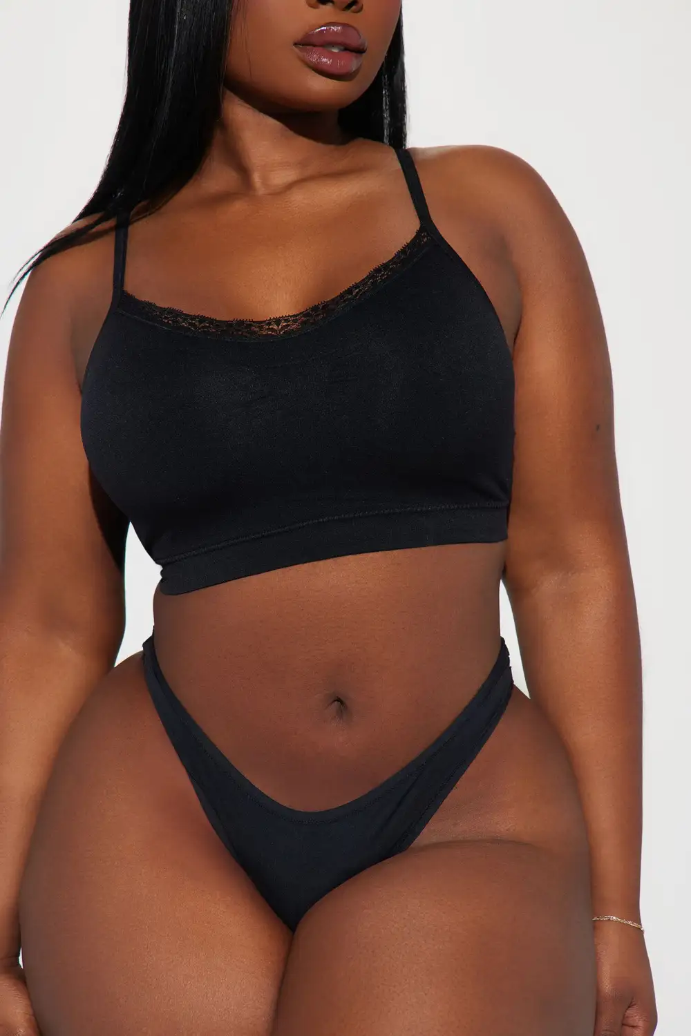 Easy Sunday Lace Trim 3 Pack Bralettes - Black/White