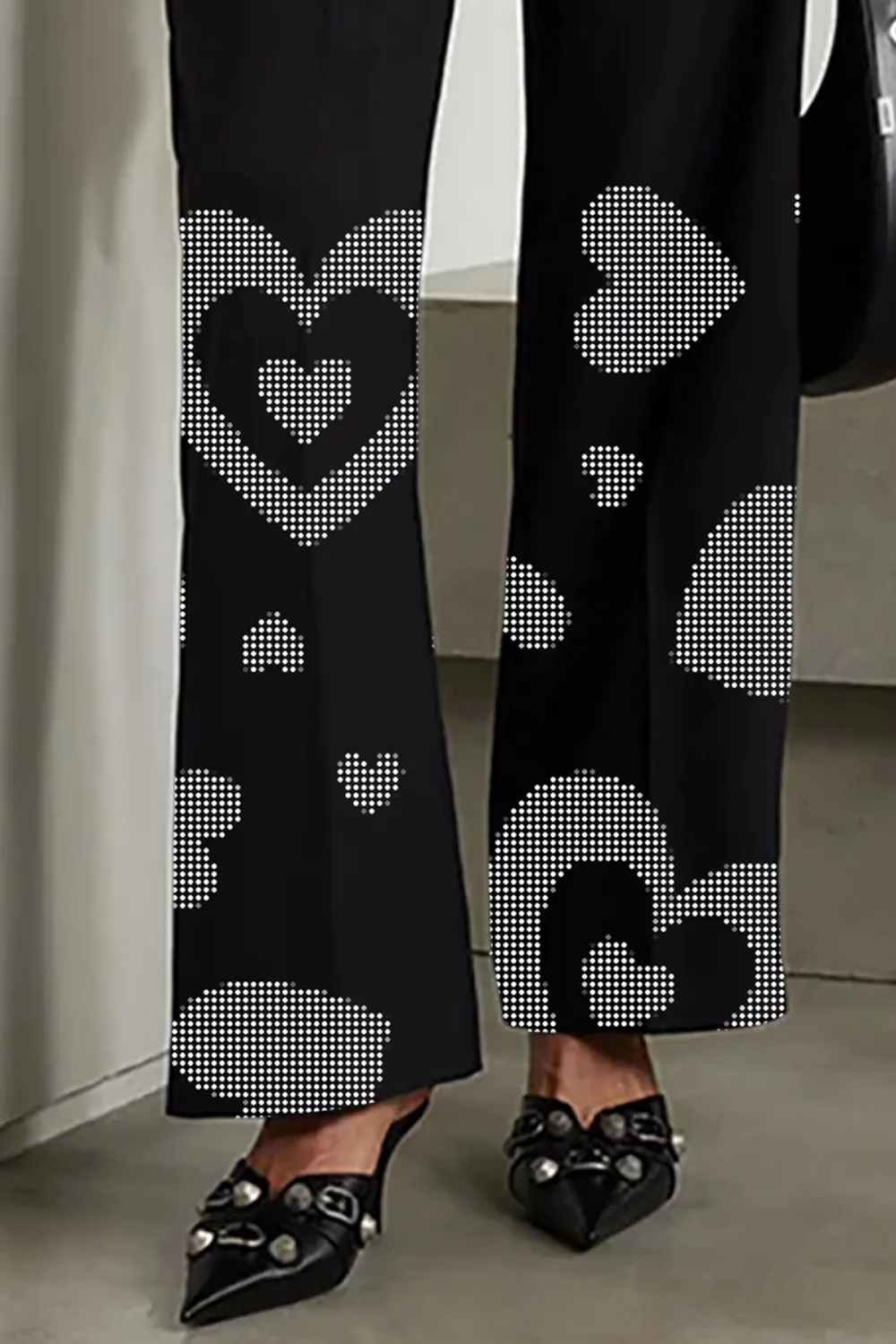 Unique Bicolor Double Waist High Rise Straight Leg Full Length Hybrid Pants