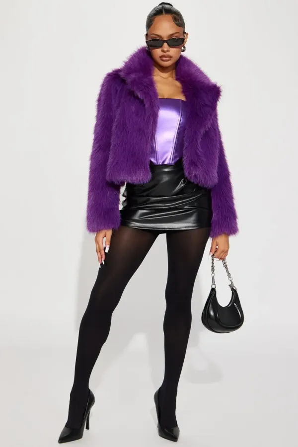 Foxy Mama Faux Fur Jacket - Purple
