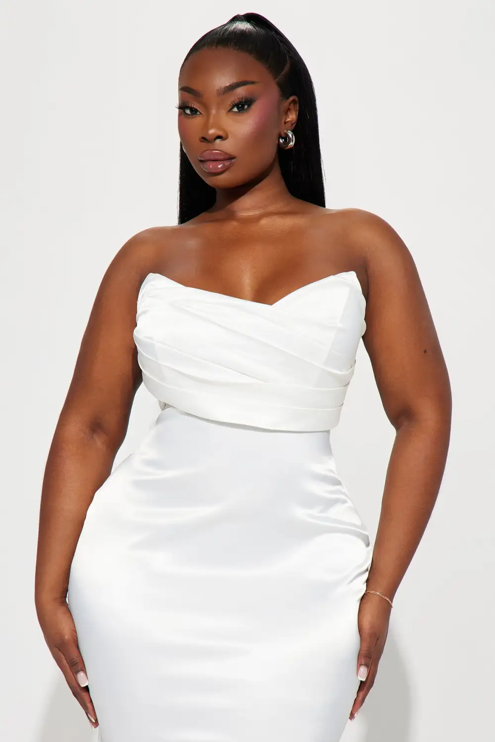 Naomi Satin Maxi Gown - White