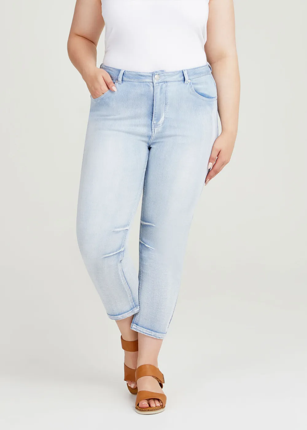 Cotton Blend Ankle Jeans