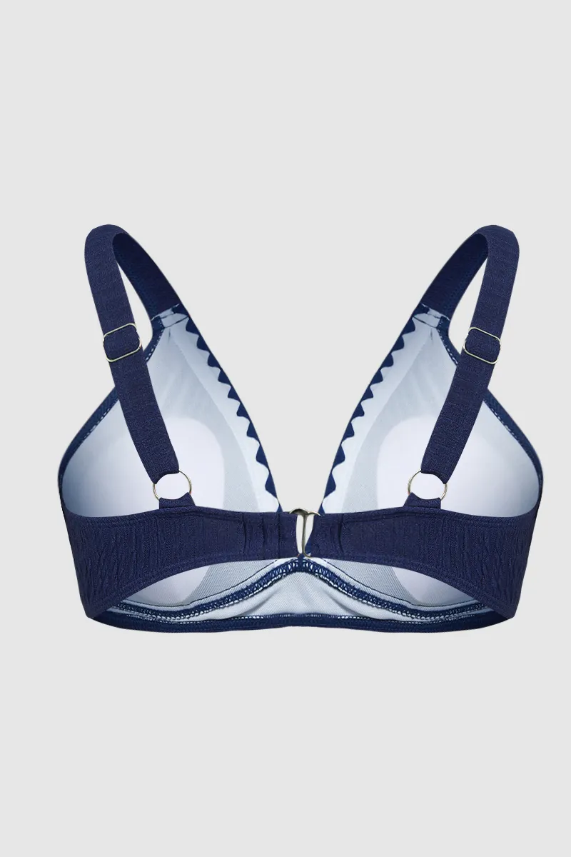 Contrast Binding Textured Bikini Set