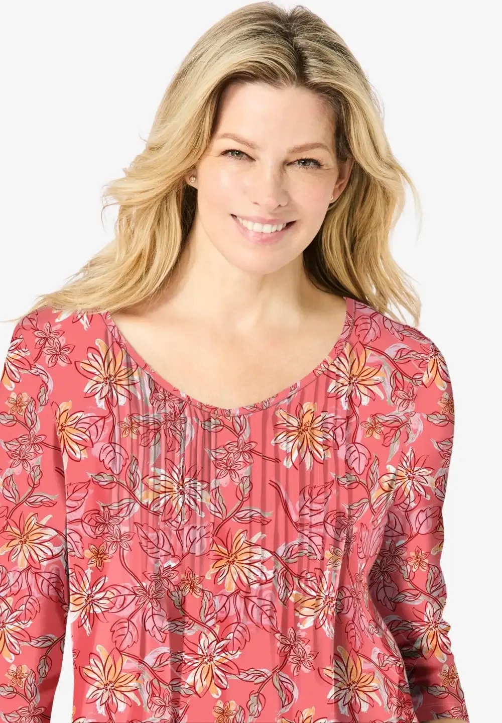 V-Neck Pintucked Tunic