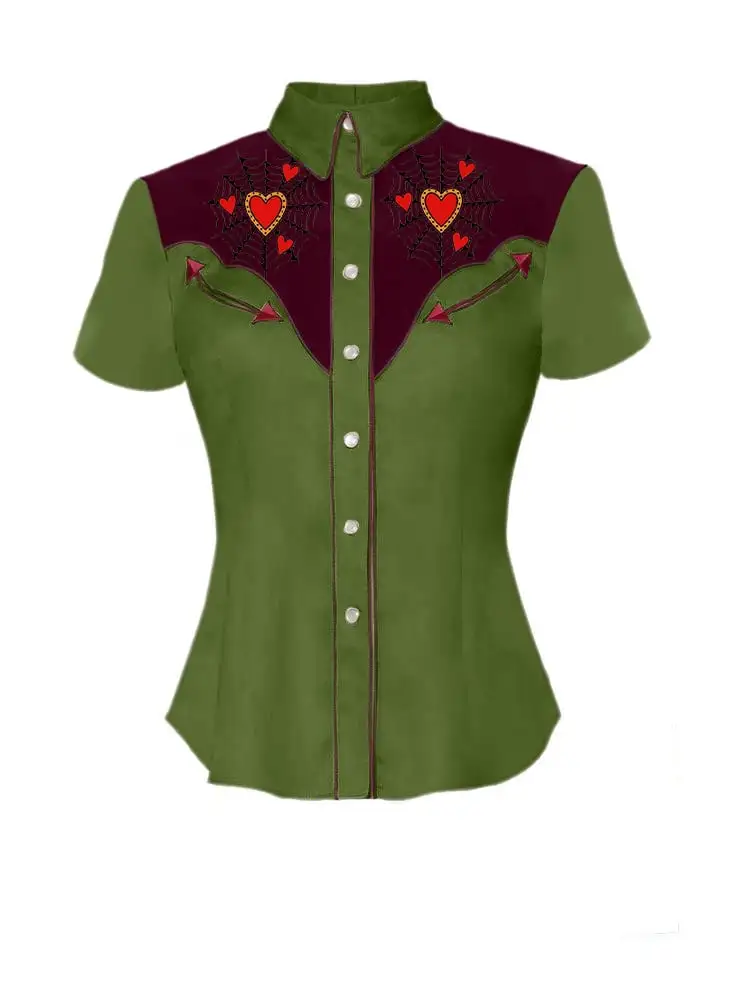 Women's Vintage Spider Web Printed Shirt