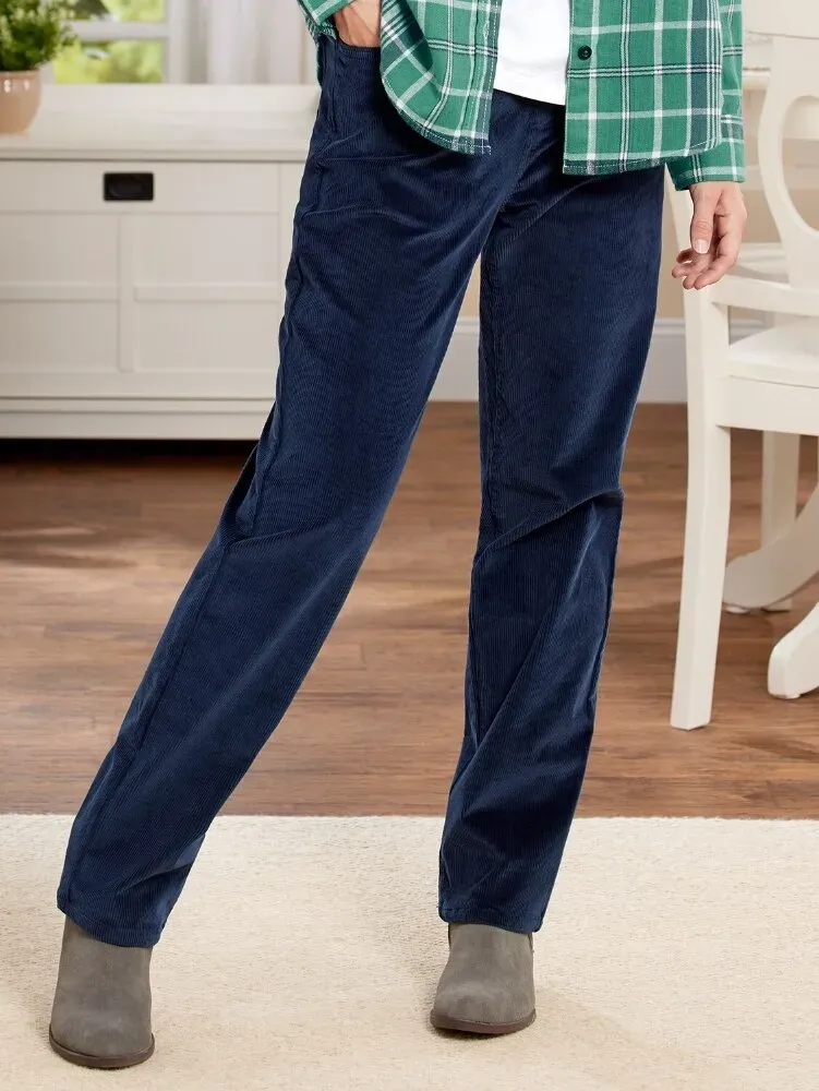 Women's Elastic-Waist Cotton Corduroy Pants