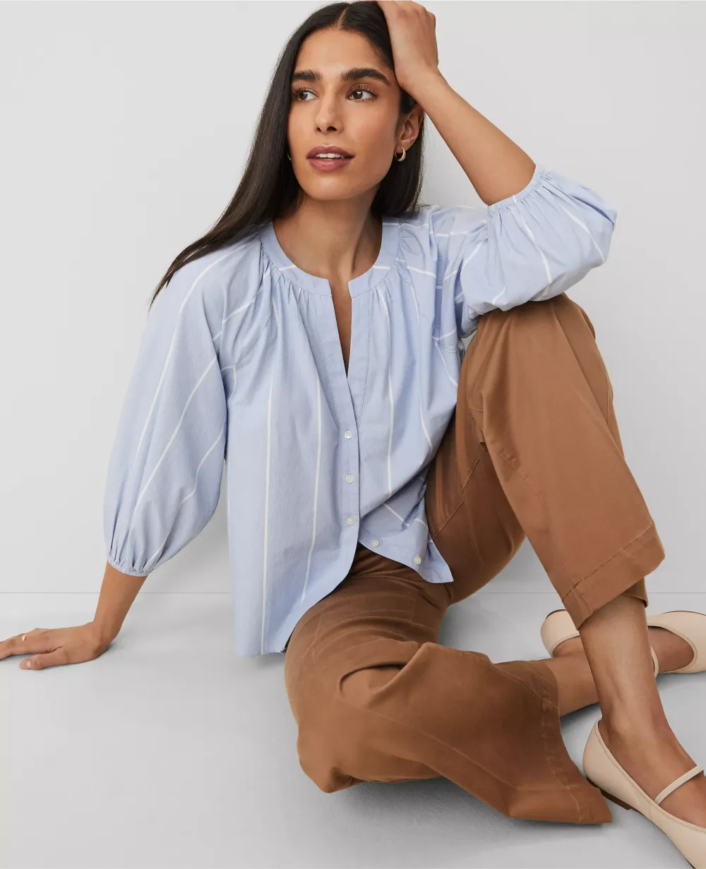Weekend Collection Striped Raglan Popover