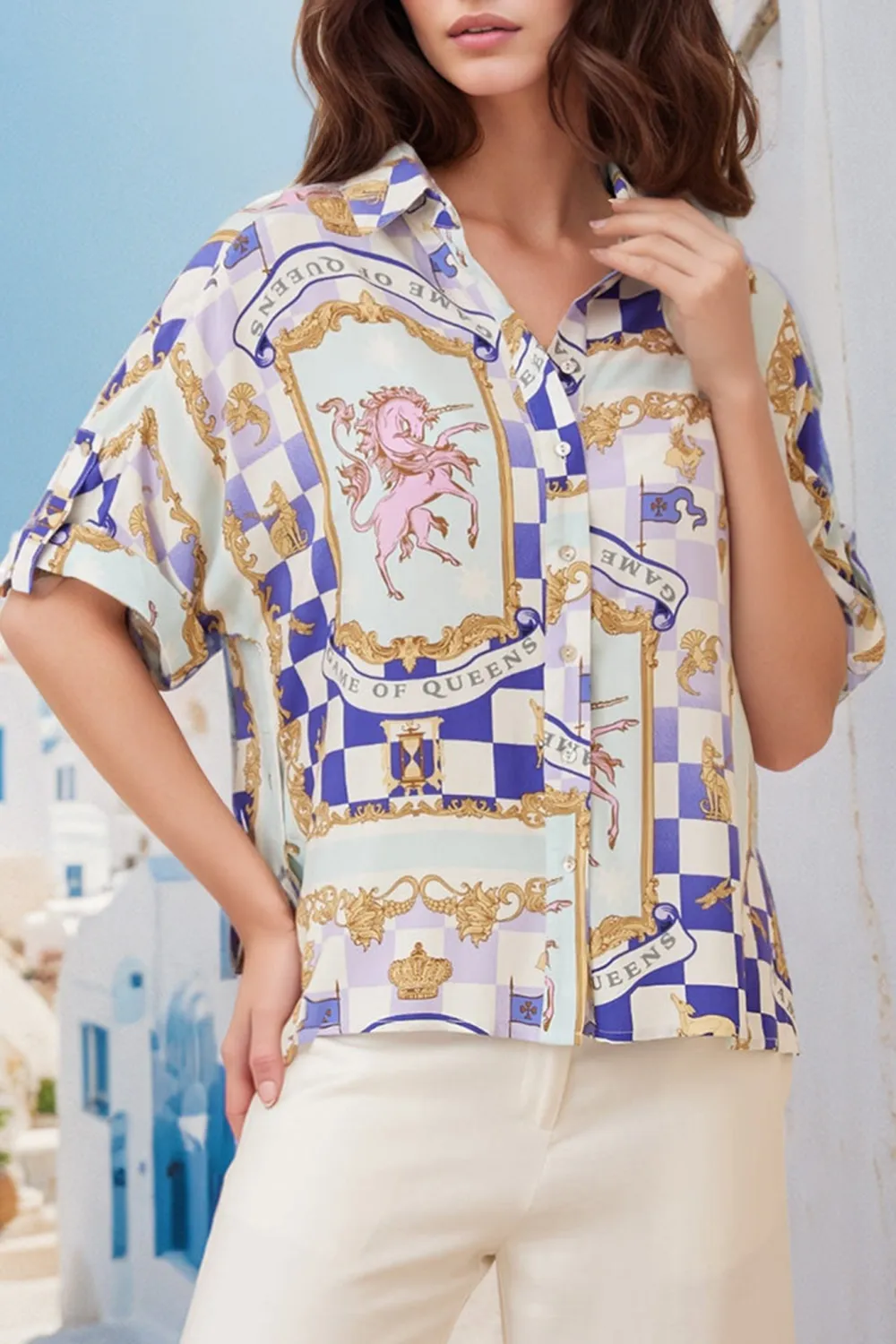 Multicolor Checkered Print Short Sleeve Shirt