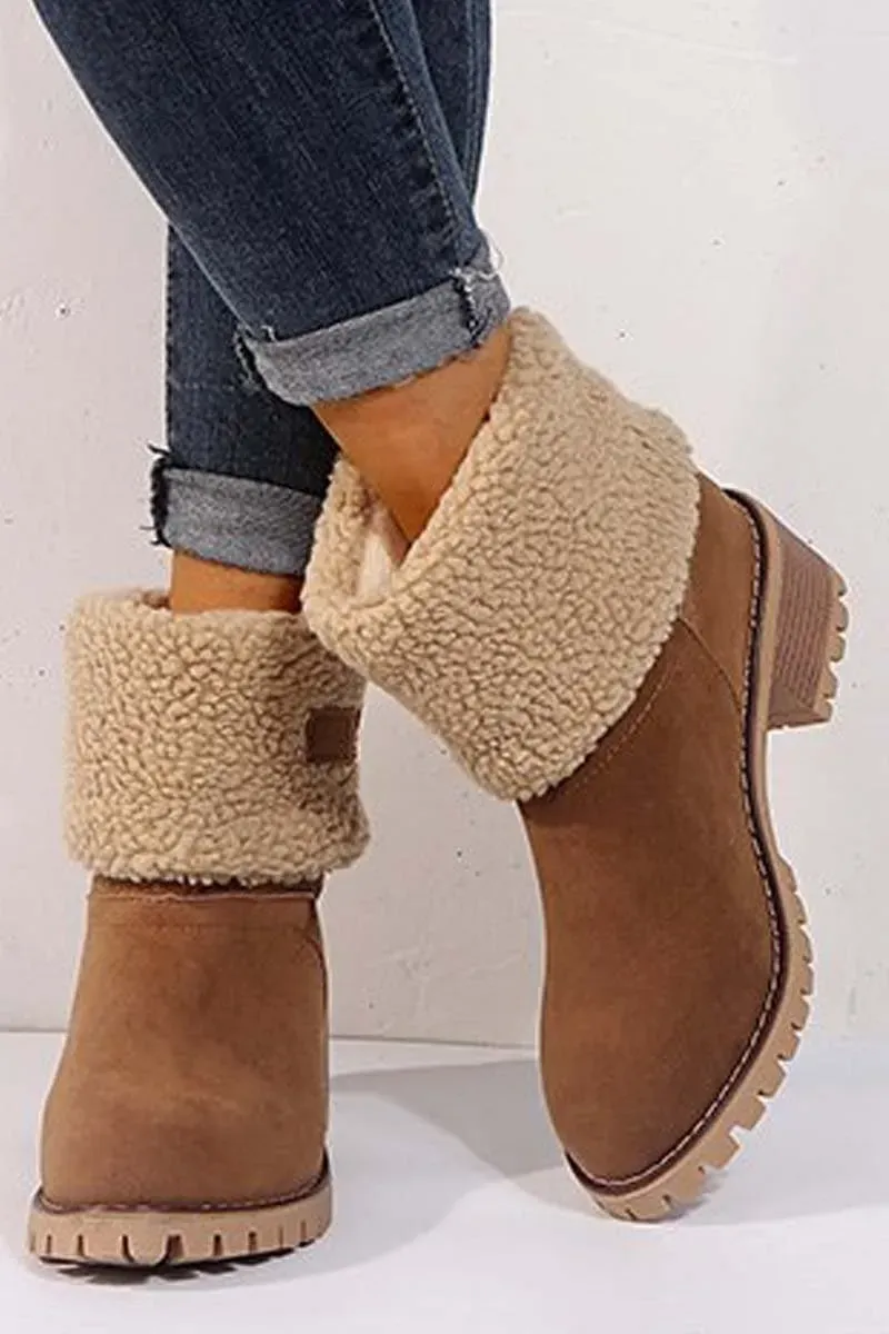 🔥Last Day Specials👢Women's thick heel high heel snow boots women's two-wear plus velvet warm mid-calf boots