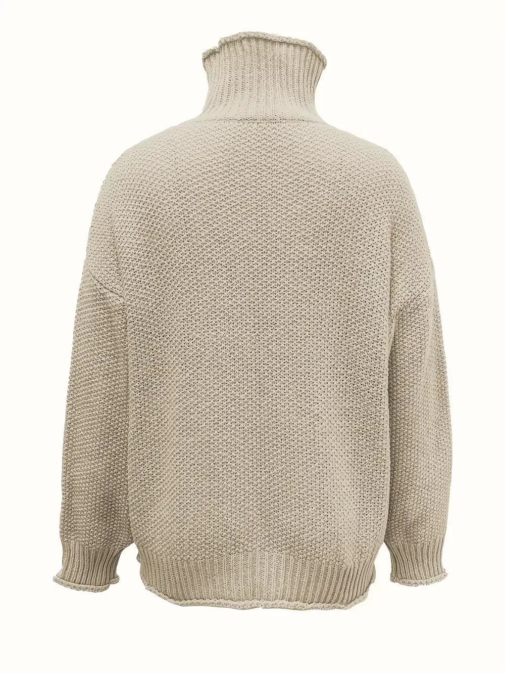 Solid Turtle Neck Pullover Sweater, Casual Long Sleeve Sweater For Fall & Winter, Women's Clothing