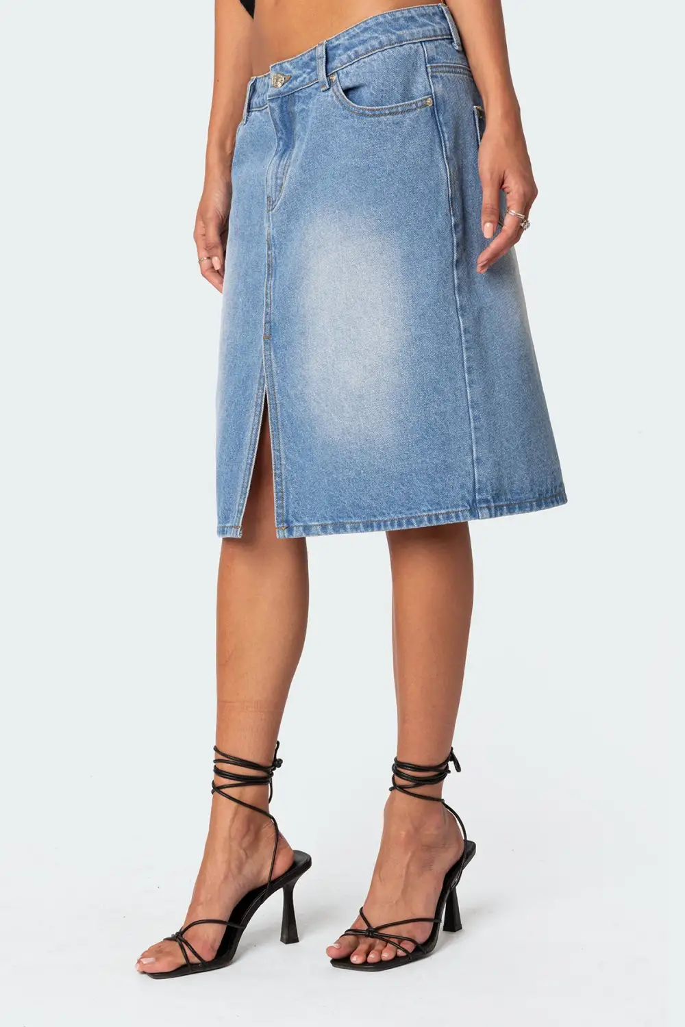 Junia Slitted Denim Midi Skirt