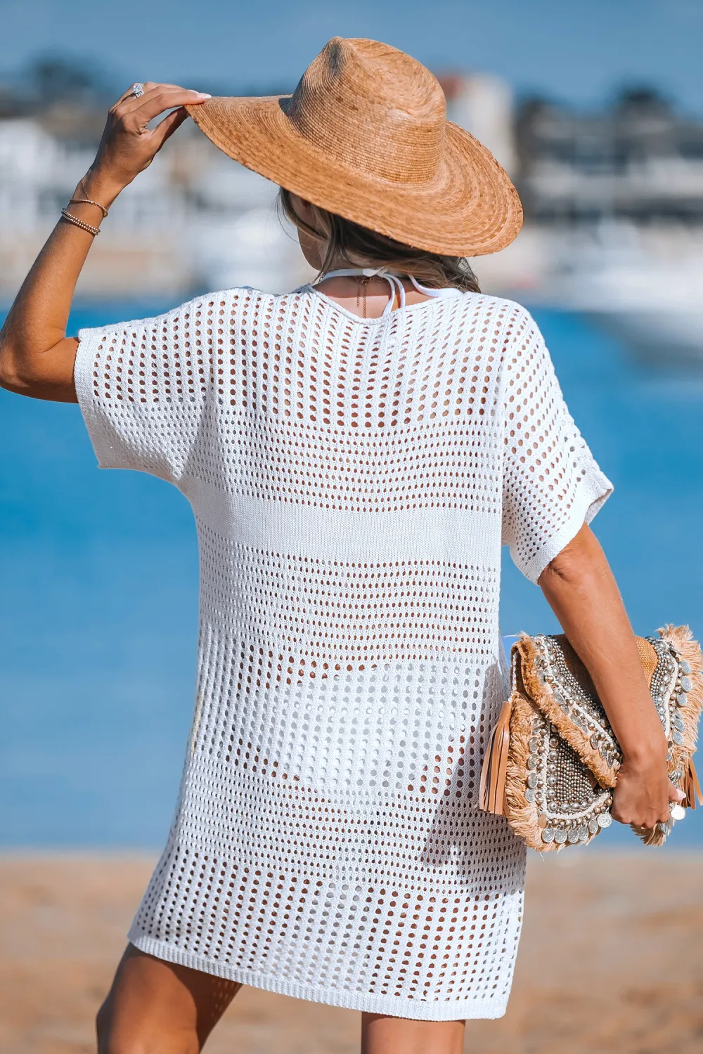 Private Island White Cover-Up Mini Dress