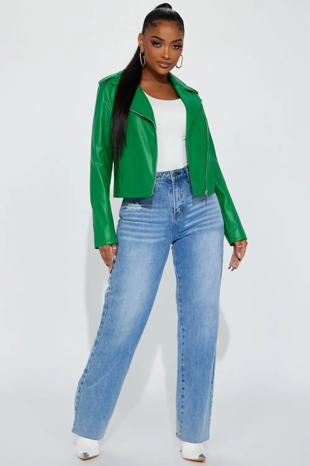 End Of The Road Faux Leather Jacket - Kelly Green