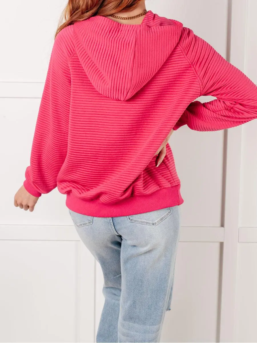 Loose Daily Simple Rose Pocket Hoodie