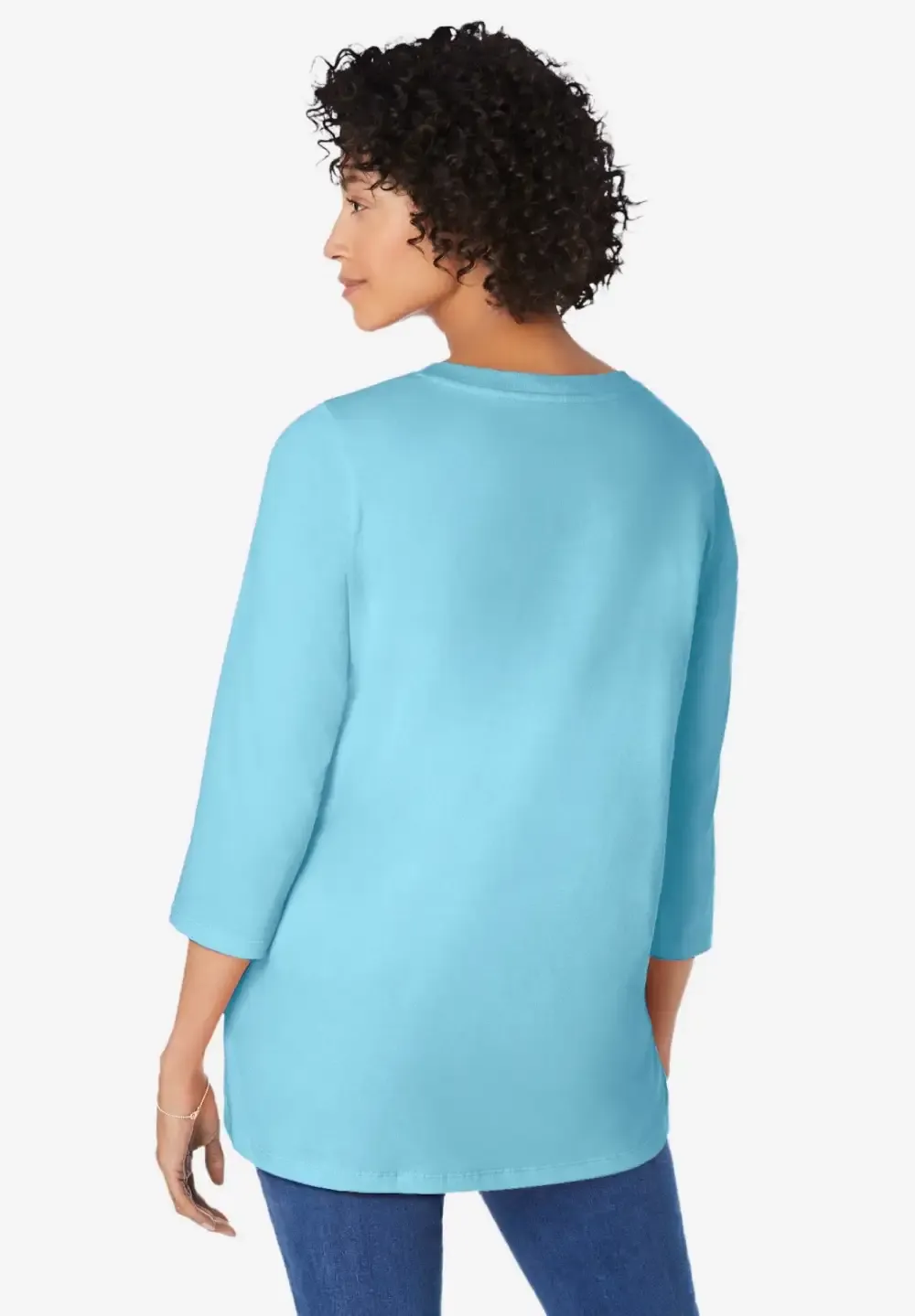 Perfect Three-Quarter Sleeve V-Neck Tunic